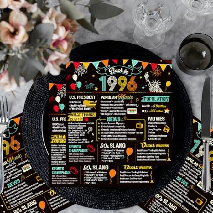 PACK OF 50 NAPKINS 30TH BIRTHDAY MAN WOMAN DECORATIVE 30TH BIRTHDAY NAPKINS BLACK GOLD FOR MEN AND WOMEN 1996 PAPER HANDKERCHIEFS HANDKERCHIEFS PARTY DECORATION - Image 3